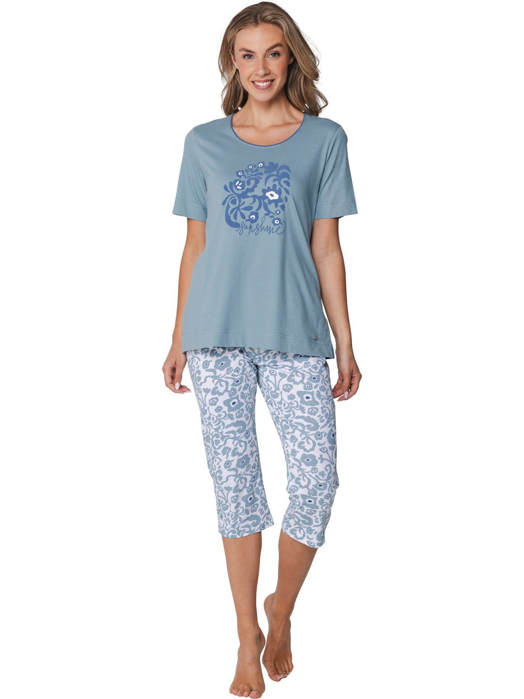 Pastunette Pyjama met capri broek - Stone Blue 121261-130-2 - Blauw