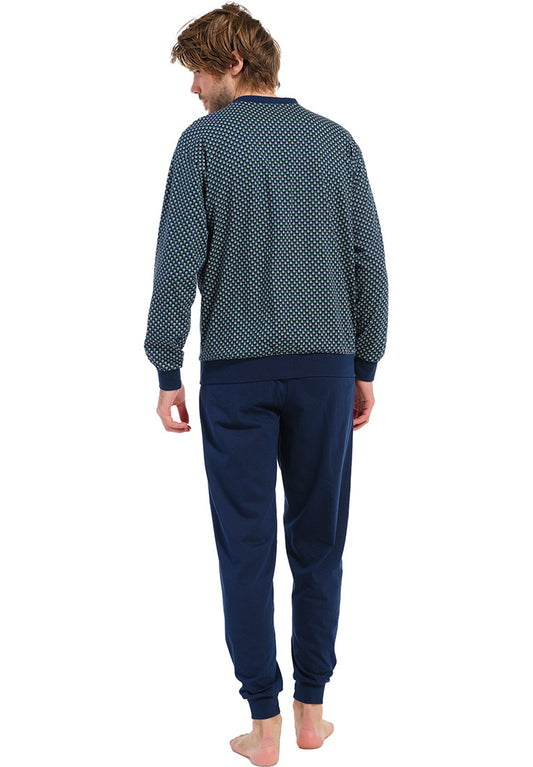 Robson heren pyjama met boorden - 27232-718-4 - blauw / groen