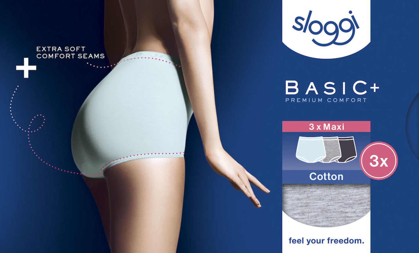 Sloggi Basic Maxi C3P - 2+1 pack - aqua, zwart, grijs