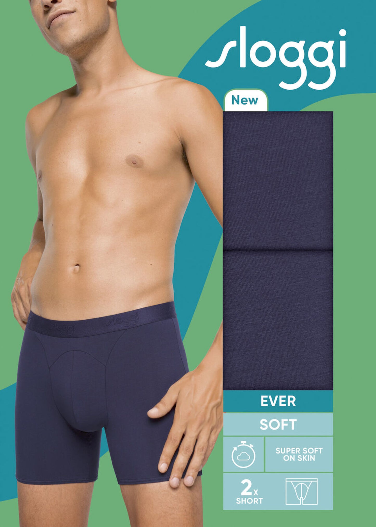 Sloggi men Ever Soft Heren Short - 3 kleuren - 2pack *Uitlopend