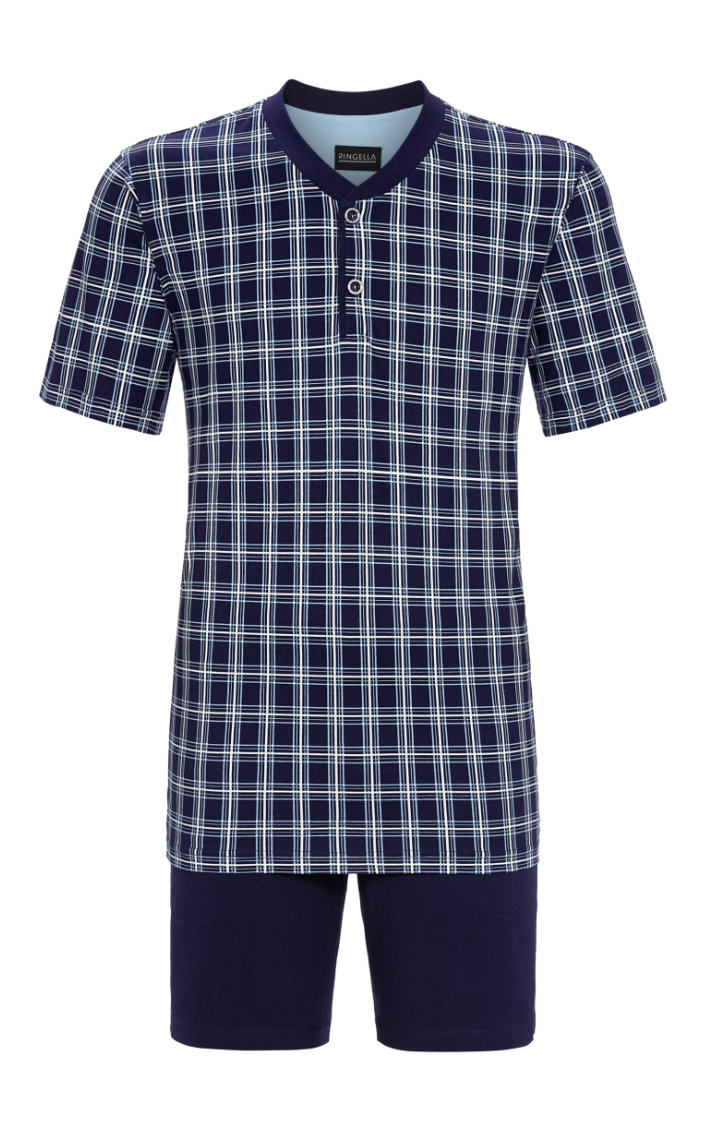 Ringella heren Shortama met knoopsluiting - 2241307 - donker blauw