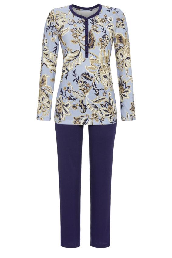 Ringella pyjama met knoopsluiting - 2511202 - bloemenprint blauw