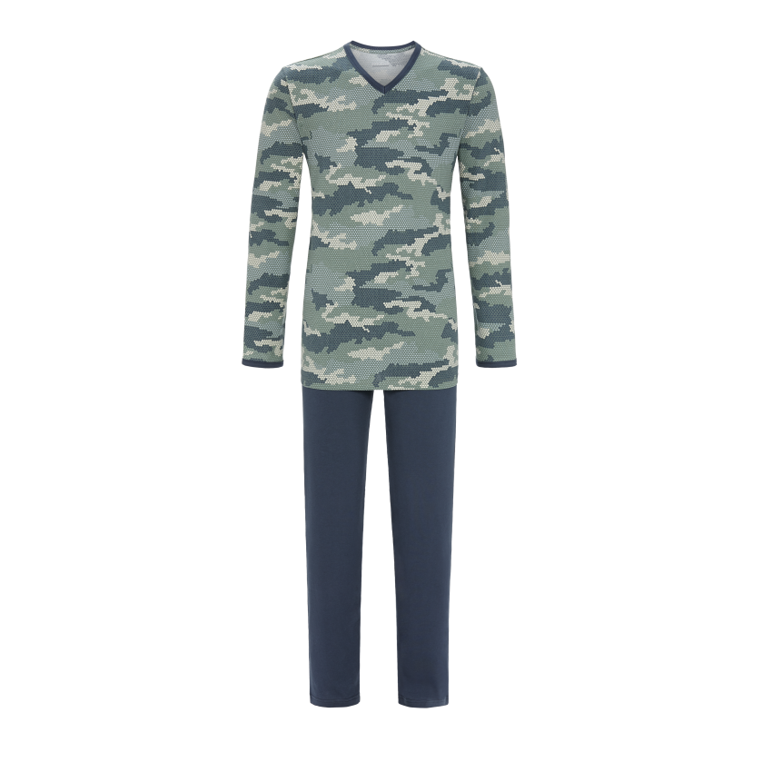 Ringella heren pyjama met V hals - 2541202 - Olijf groen