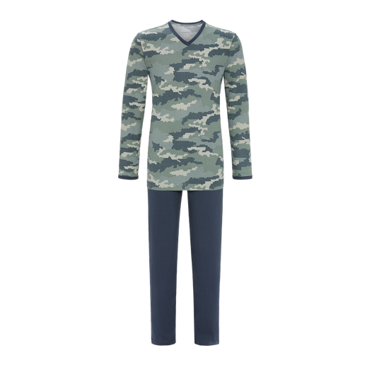 Ringella heren pyjama met V hals - 2541202 - Olijf groen