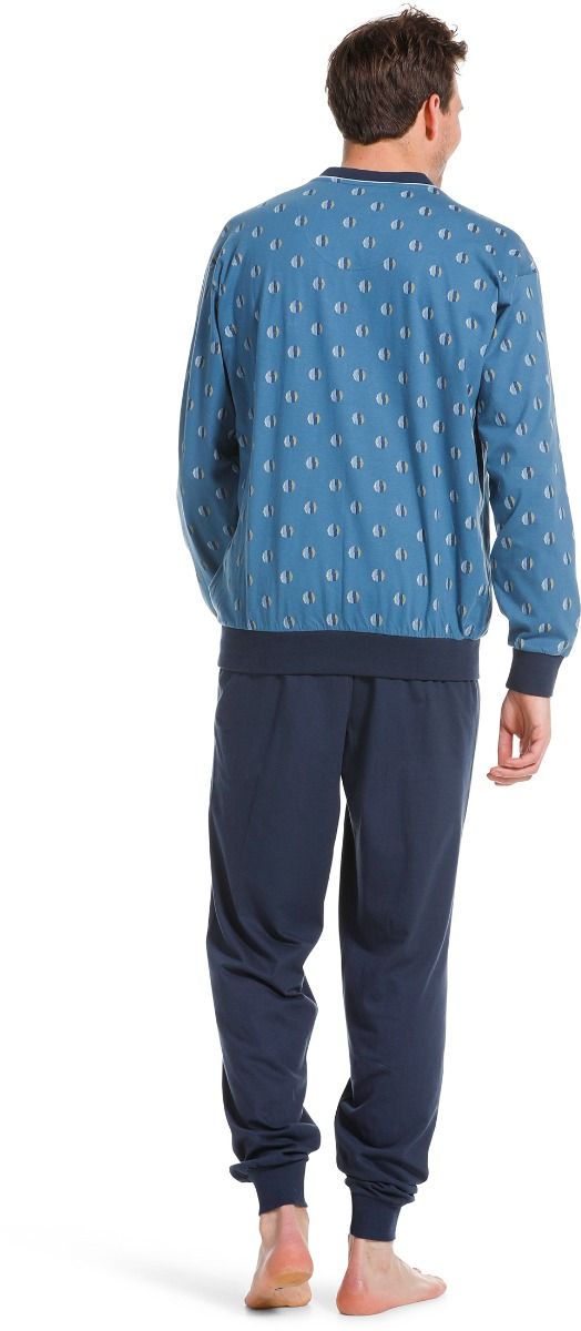 Robson heren Pyjama met boorden - 27222-700-2 - donker blauw