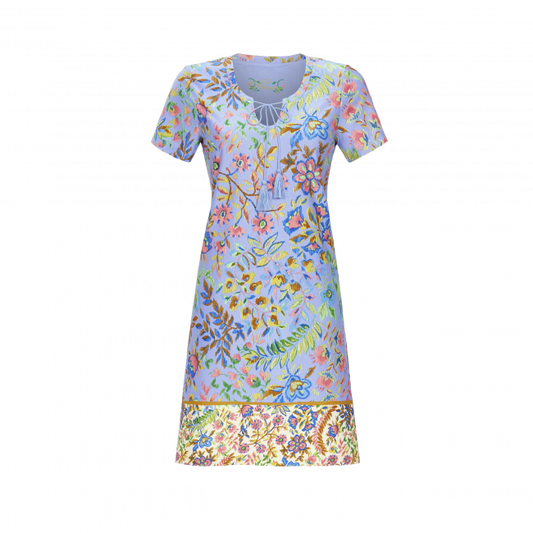 Ringella Bloomy nachthemd / jurk bloemenprint - 3251001 - Azur blauw