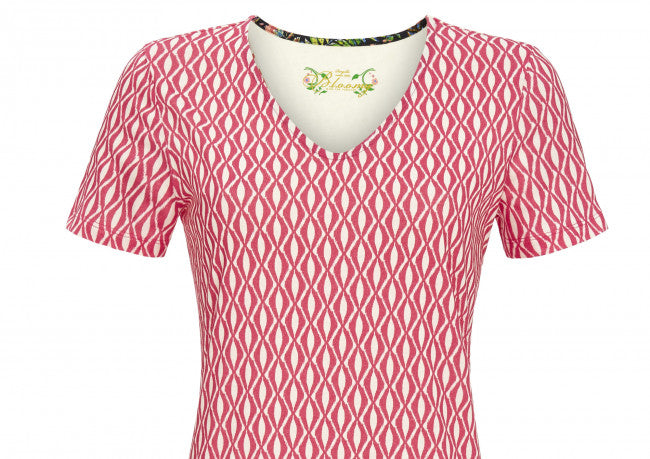 Bloomy nachthemd / jurk bloemenprint - 3251005 - kers rood