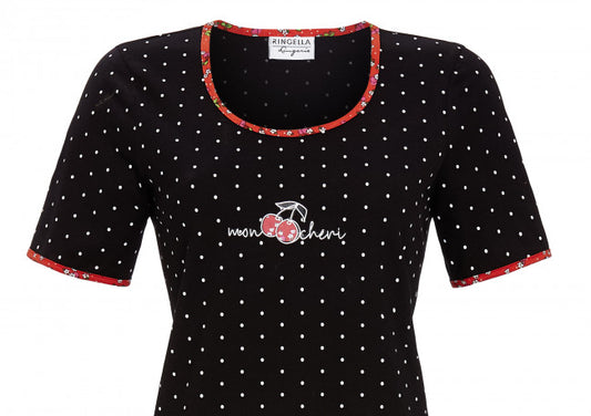 Ringella lingerie Nachthemd met opdruk kers - 3261002 - zwart