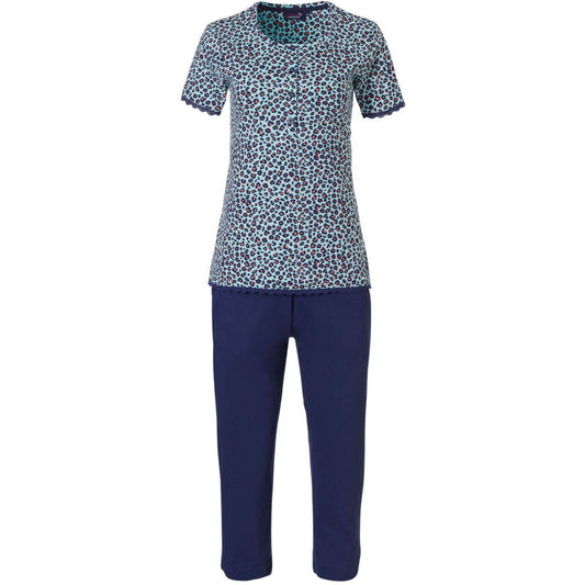 Rebelle pyjama knoopsluiting panterprint - 21231-414-4 - donker blauw