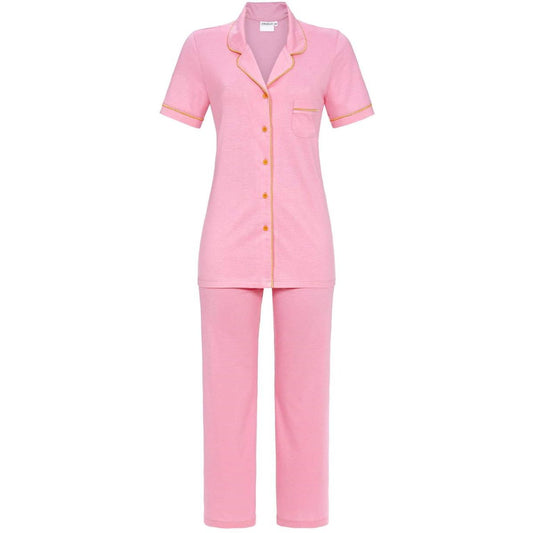 Ringella Dames pyjama doorknoop met 7/8 broek - 2211246 - roze