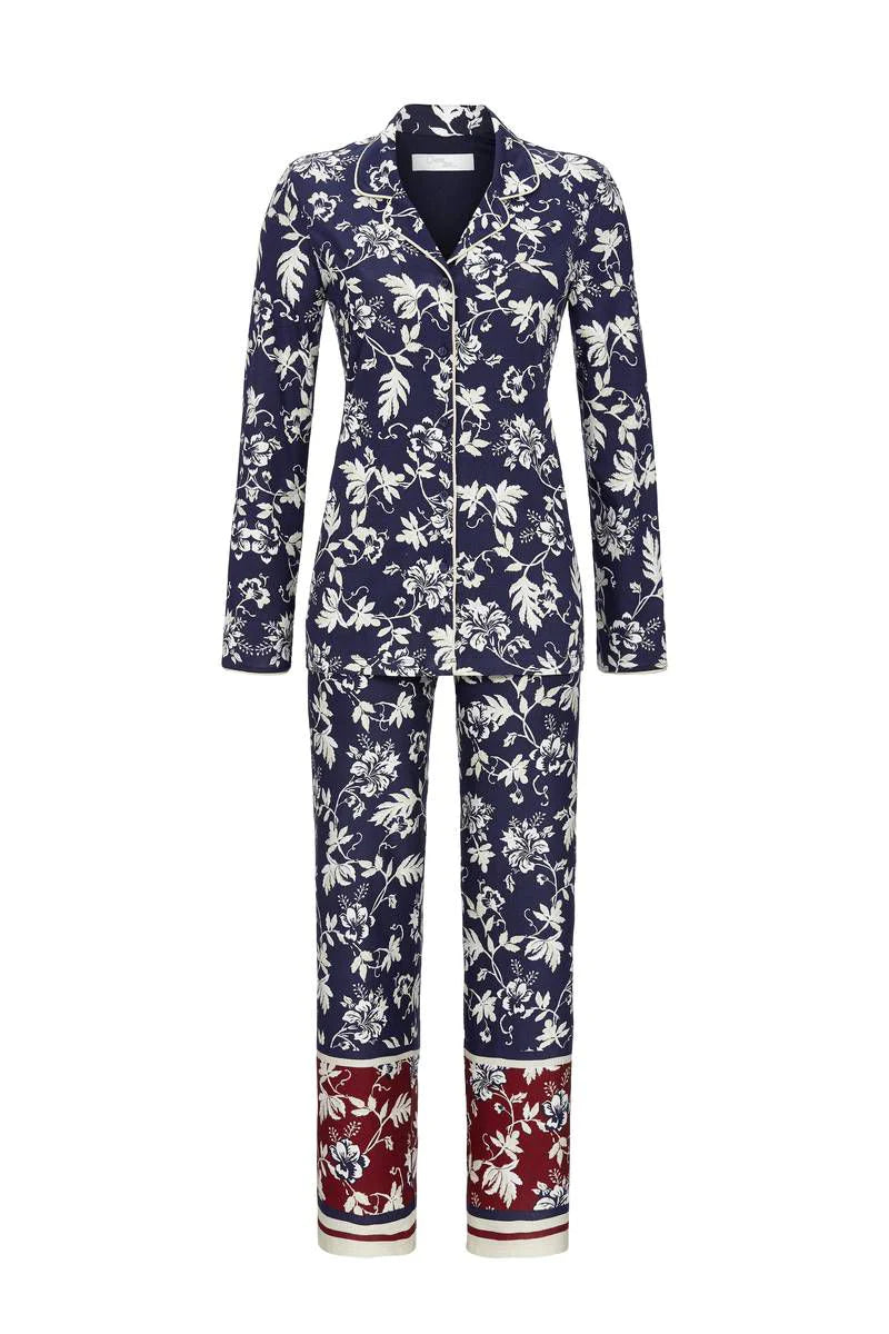 Cherie Line doorknoop pyjama met kraag - 2571208 - donker blauw