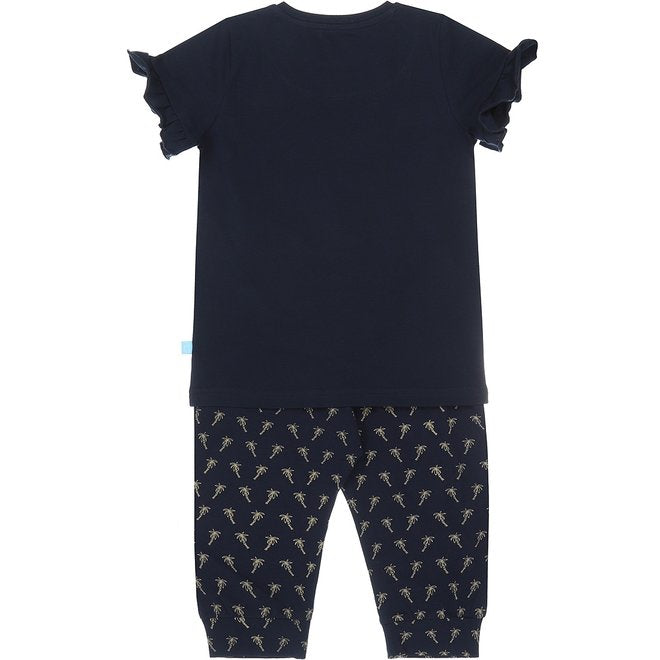 Charlie Choe Meisjes Pyjama Set Driekwart - E39043-41 - Blauw Palmboom*
