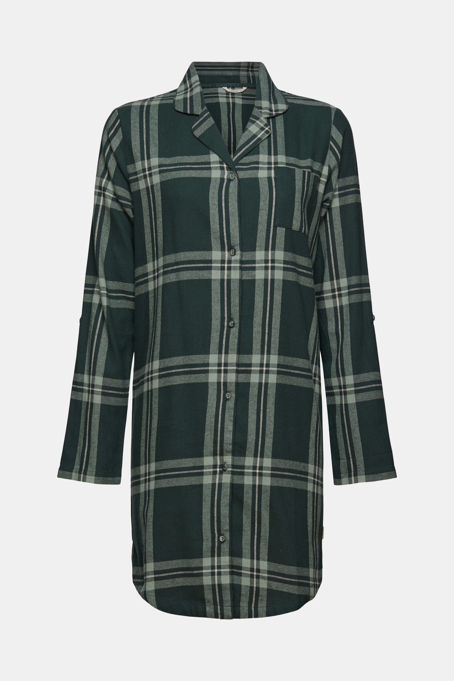 Esprit flannelen nachthemd doorknoop met kraag - 101EF1Y315 - Teal Green