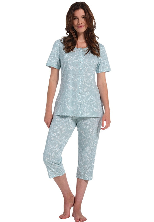 Pastunette doorknoop pyjama met capribroek - 20231-120-6 - light green