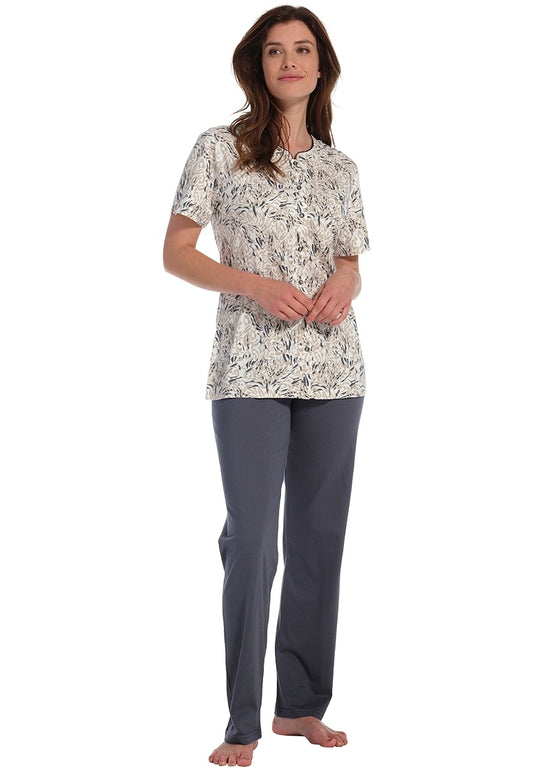 Pastunette doorknoop pyjama korte mouw - 20231-150-6 - grijs