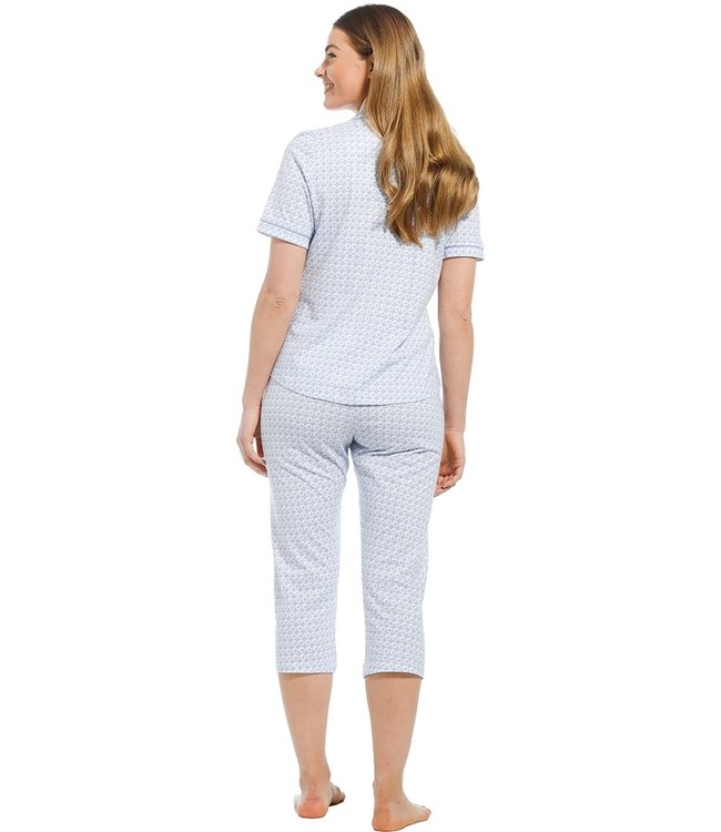 Pastunette doorknoop pyjama met kraag - 20221-106-6 - lichtblauw