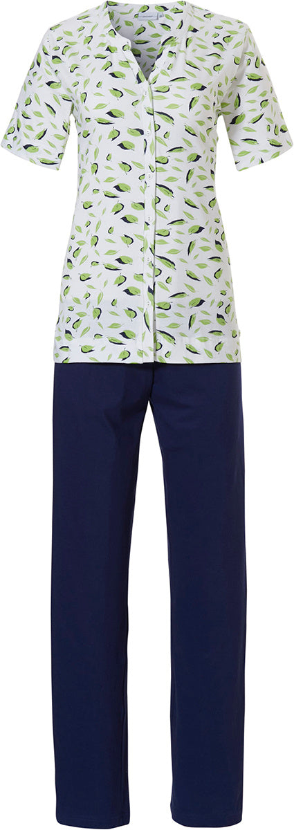 Pastunette doorknoop pyjama - 20221-186-6 - groene blaadjes